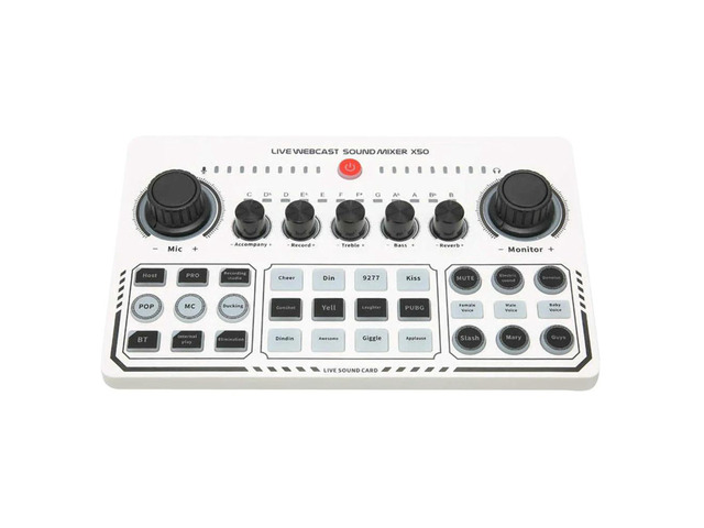 X50 Live Sound Card Bluetooth-Compatible DJ Mixer Professional Audio Mixer Multiple Sound Effects USB External Sound Card
