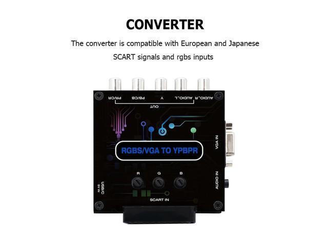 RGBS VGA SCART TO YPBPR Converter Color Brightness Adjustable Video Adapter RGBS To Color Difference Component Converter