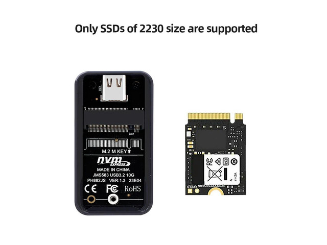 NVMe External Hard Drive Type-C USB3.1 Hard Drive Enclosure Aluminum Alloy Hard Disk Adapter Card for M.2 2230 SSD