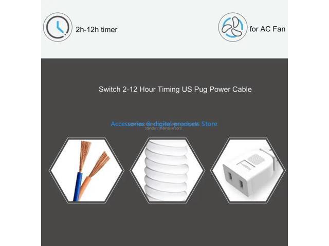 Power Cable with 2,4,6,8 12Hour Timer Control 200cM 60W with Auto Shut-Off Function for Energy-Saving Convenience