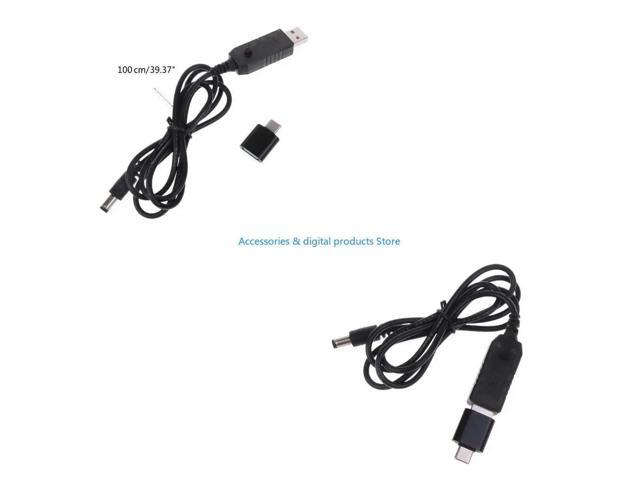 QC3.0 USB To 5V-12V 5.5x2.1mm Cable Power Cord For Any 6V-12V Device