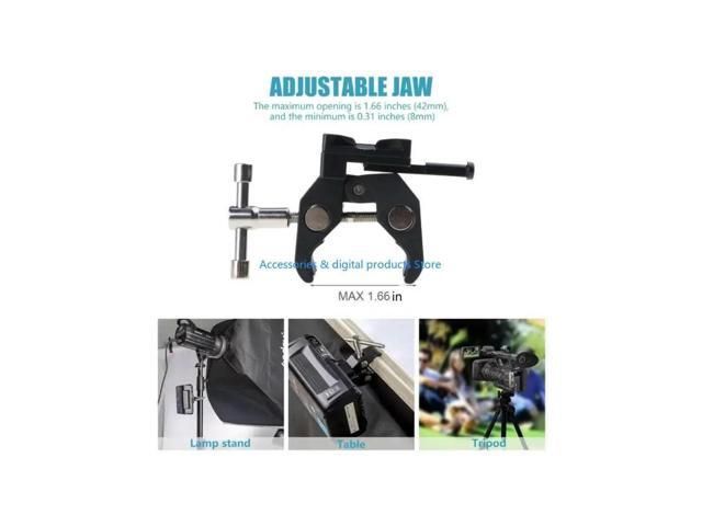 Adjustable Clamp V Bracket with l Handle for Light Stand Tripod Table