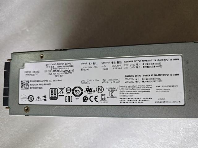 8V4DK PowerEdge M1000E Chassis PSU 3000W Titanium 08V4DK E3000E-S0