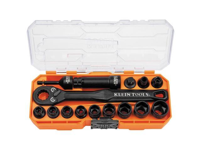 Klein Tools 65400 KNECT 15-Piece Pass Through Socket Set, SAE Impact Set with MODbox Case, Sockets, Bits, Accessories and 3/8-Inch Drive Adapter