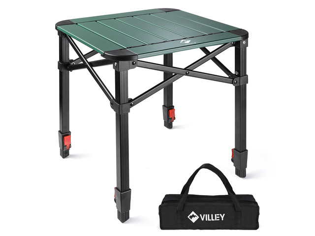 Folding Camping Square Table, Portable Aluminum Table, Large Lightweight & Portable, Adjustable Square Table with Carry Bag for Camping, Picnic,...