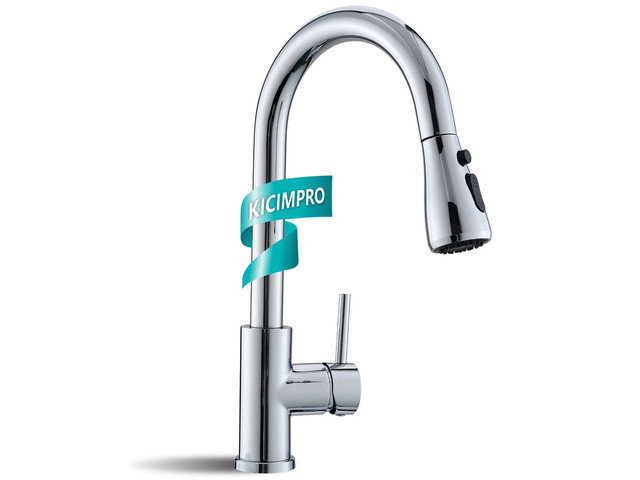 Chrome Kitchen Faucet, Kitchen Faucets for Sink 3 Hole High Arc Single Handle Stainless Steel Commercial RV Camper Kitchen Faucet with Pull Down...