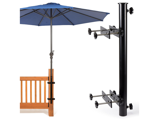 304 Stainless Steel Umbrella Deck Mount, Patio Umbrella Holder, Post Black Fits Umbrellas up to 1.9', Easy Installation, Sturdy, Save Space,...