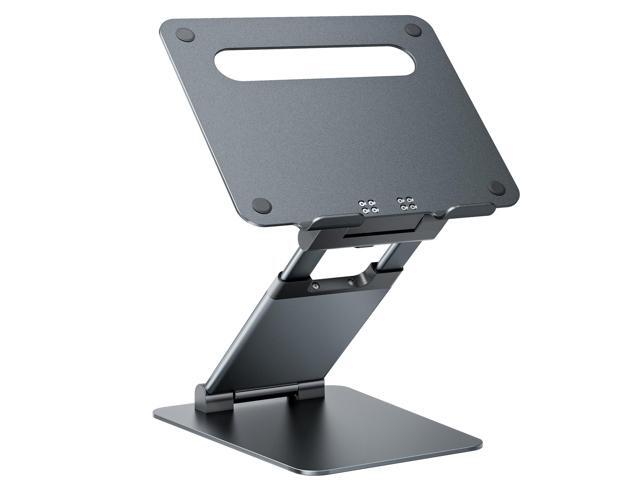 Height Adjustable Laptop Stand for Desk, Dual Foldable Aluminum Computer Riser, Pull Out Design Ergonomic Sit to Notebook Holder Convertor,...