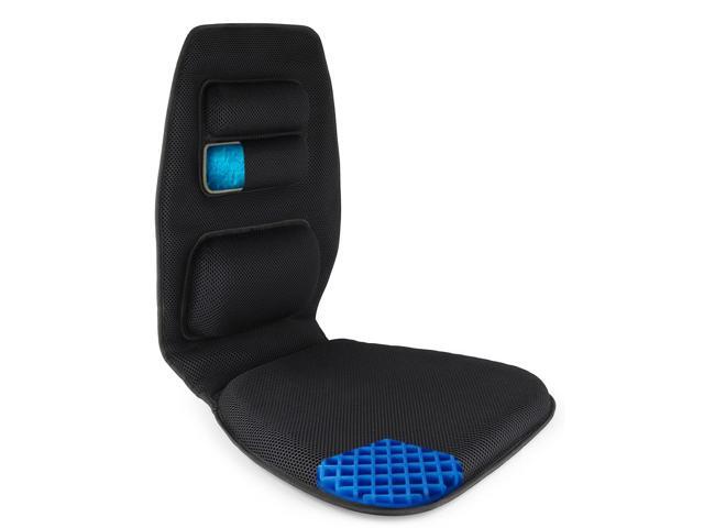 Premium Gel Cushion and Firm Back Support Seat Cushion Pad and Upper Lower Thoracic and Lumbar Pillow for Car, Office Chair Pressure Sore,...