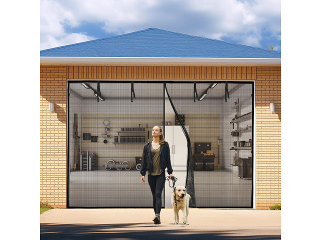 Garage Door Screen: 10x8FT Garage Screen Door Reinforced Magnetic Closure Garage Screen, Heavy Duty Weighted Bottom Garage Net Screen with 4...