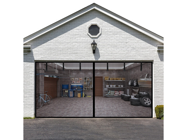 Garage Door Screen 16 * 10FT2 Car Garage Doors- Reinforced Fiberglass Door Screen,Stronger High Energy Magnets Magnetic Screen Door