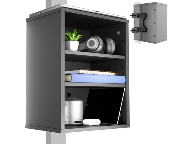 Black Clamp-on Desk Leg Shelving Unit, Storage Shelves, DESK-SHELF3CL Multi-Level Storage, Office Accessory Holder for Supplies, Gaming Devices,...