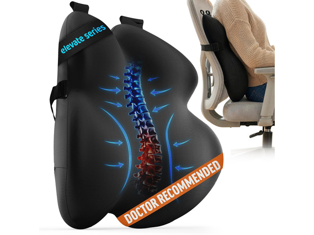 Lumbar Support Pillow for Office Chair - Improves Posture, Promotes Back Pain Relief - Superior Back Support for Gaming and Desk Chairs - Lumbar...