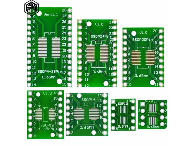7PCS=7value*1PCS PCB Board Kit SMD Turn To DIP SOP MSOP SSOP TSSOP SOT23 8 10 14 16 20 24 28 SMT To DIP