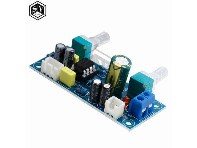 NE5532 Single Supply Low-Pass Filter Board DC 12v-25v 22Hz-300Hz Subwoofer Pre-Amplifier Preamp Board with Rotary Potentiometer