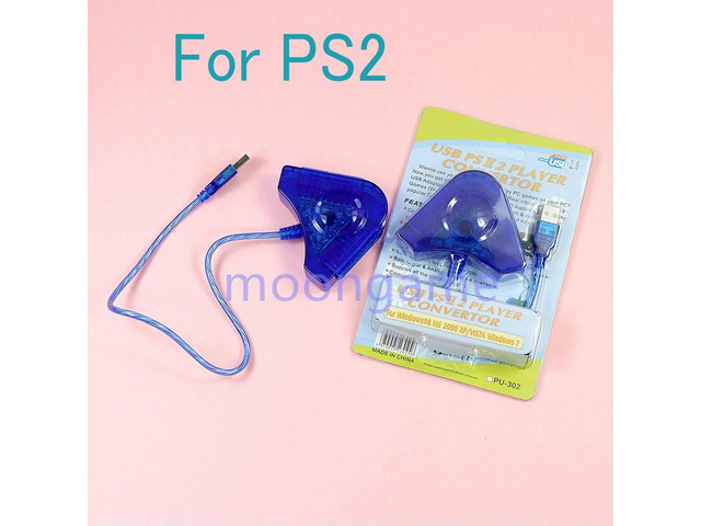 15pcs Blue Triangle USB Controller Adapter Converter Cable for 2 PS2 Joypad to PC Games Dual Ports
