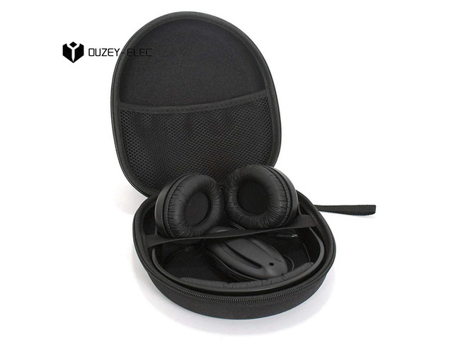 Earphone Bag Protective Hard Shell Black Headphone Carry Hard Case Data Cable Box for Travel Headset