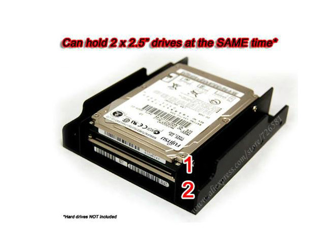 2.5'SSD Hard Drive Dual Port Double SSD Position to 3.5' Drive Bay Adapter Mounting Bracket HDD Converter Tray Support 2x SSD