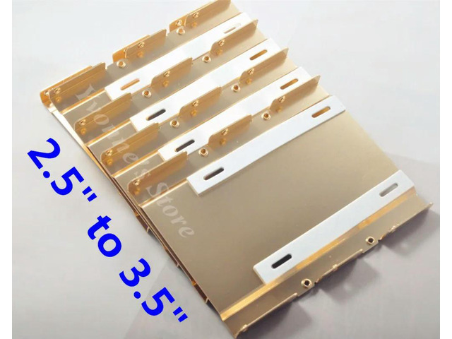 High Aluminum Gold 2.5' SSD to 3.5' SATA Adapter HDD Tray Converter SAS HDD Bracket Bay Caddy with shock-absorbing EVA
