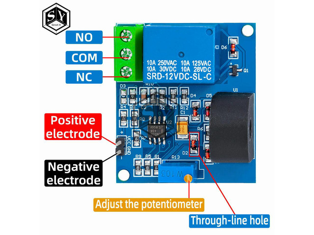 DC 12V Relays AC Current Detection Sensor Module 5A Overcurrent Protection Switch Sensor Board for