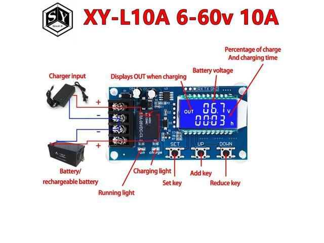 XY-L10A 6-60v 10A Lead-acid Solar Charge Controller Module Protection Board charger Time Switch Capacity