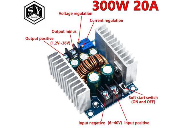 300W 20A DC-DC Buck Converter Step Down Module Constant Current LED Driver Power Step Down Voltage Module Electrolytic Capacitor