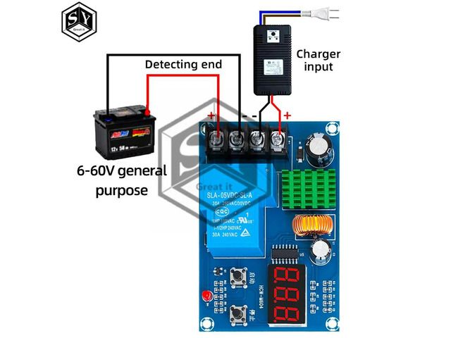 XH-M604 Charger Control Module DC 6-60V Lithium Charging Control Switch Protection Board