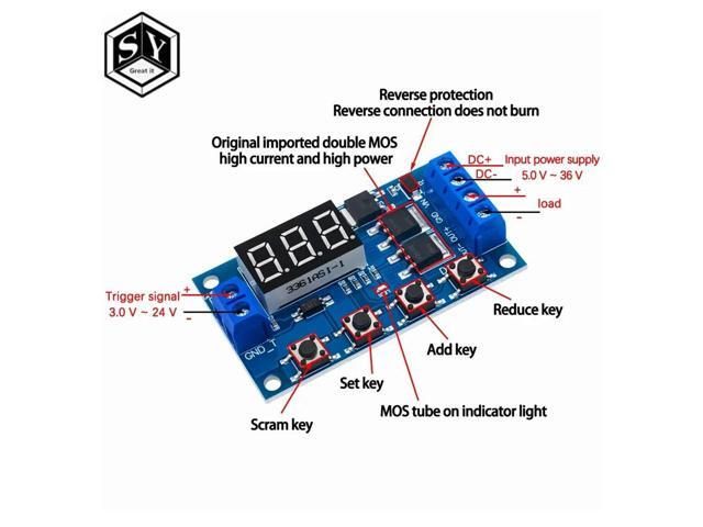Trigger Cycle Timer Delay Switch 12 24V Circuit Board Dual MOS Tube Control Module