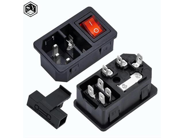 1PCS AC-01 Embedded Triplex 1 Belt Light With Switch Fuse 3 Hole Power Socket
