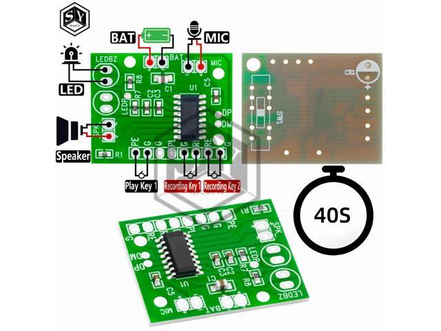 3v-4.5v DIY Solderable Audio Recording Module - 40s Loopable Playback with LED Indicator for diy