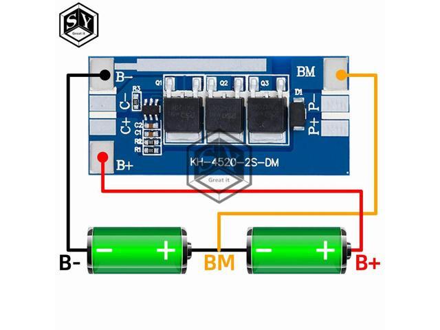 2S 7.4V Li-ion Protection Board Compatible with /26650/Polymer Batteries Ideal for Vacuum Cleaners