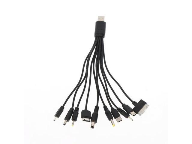 Universal 10-in-1 USB Charging Cable 20cm Micro USB DC Mobile Phone Charger Adapter Plug Wire Cord for Phones
