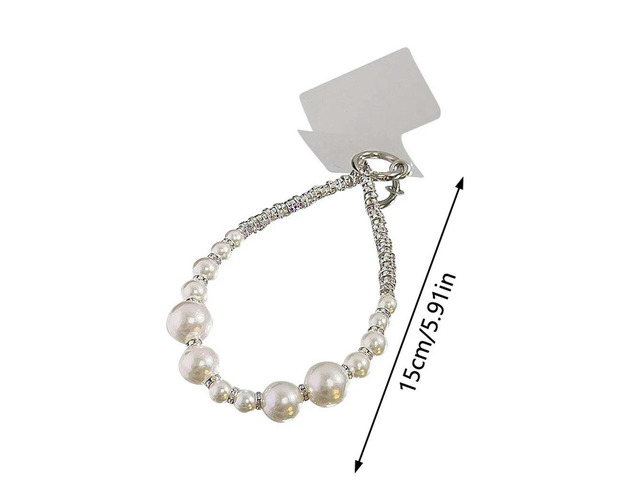 1pc Luxury Pearl Rhinestone Phone Lanyard Anti-Lost Cell Phone Chain DIY Handmade CCD Camera Bag Pendant Light Color