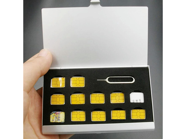 1PC 12-Slots-NANO+1-Slot-Card-Pin Aluminum SIM Micro Pin SIM Card Nano Memory Card Box Case Protector Holder