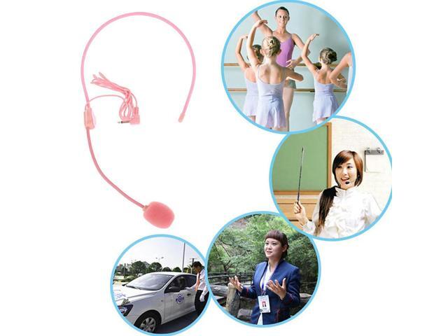 Pink 3.5MM Headworn Wired Microphone Headset with Voice Amplifier Speaker for Clear Sound Conference Guide Speech Teacher