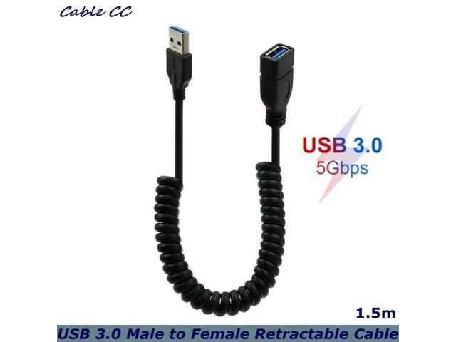 1.5m USB 3.0 Spring Telescopic Extension Cable USB Male to Female Computer Mouse Keyboard U Disk Extension Data Cable