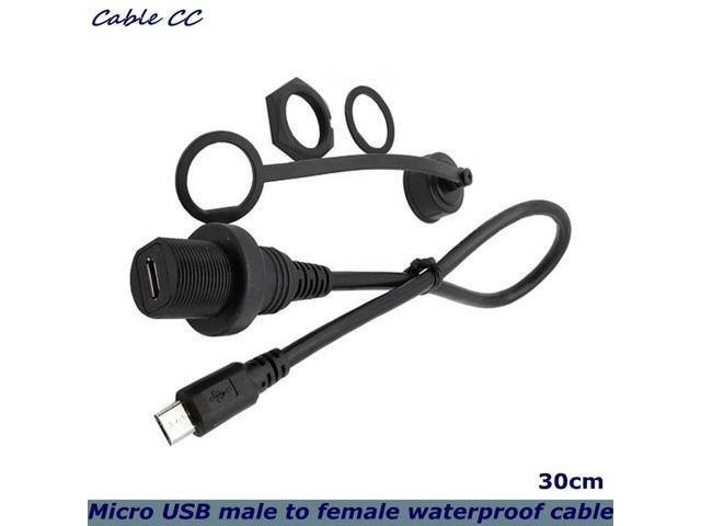 30cm Micro USB 2.0 IP67 Waterproof Cable Micro-USB 5pin IP 67 Male to Female Panel Mount Water Proof Connector Extension Cord