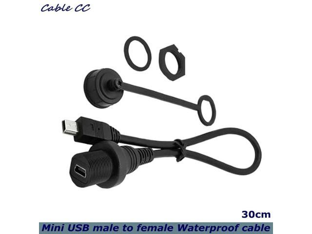 30cm Mini USB 2.0 IP67 Waterproof Cable,Mini USB2.0 Male to Female IP 67 Water Proof Panel Mount Connector Extension cord