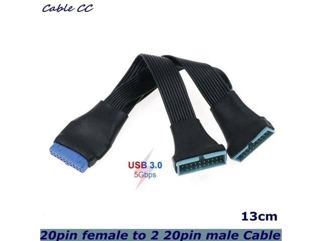USB 3.0 Header Splitter Extension Cable, 19/20 Pin 1 to 2 Y Internal Hub Splitter, Internal Adapter DIY-Cable for Motherboard