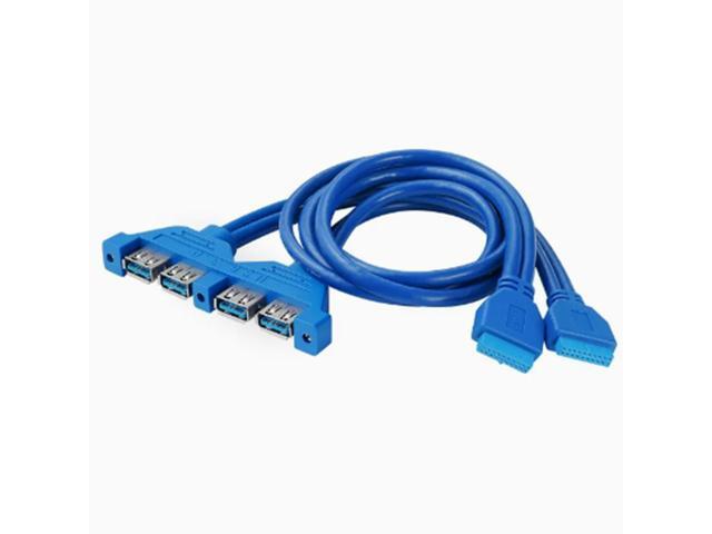 50cm Front Panel Header 2 19/20Pin to 4 USB 3.0 Female Chassis Back Panel Port Extension Cable with 12cm PCI-E Slot Bracket
