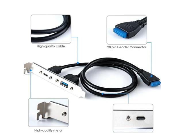0.5m 5Gbps Rear USB 3.1 Port Expansion 20pin to TYPE-C Female and USB 3.0 Female Data Cable With Bezel on Computer Chassis