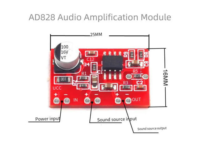 DC 3.8V-15V AD828 Stereo Dynamic Microphone Preamplifier Board MIC Preamp Module Amplifier Board