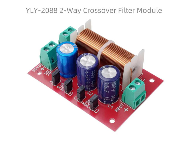 400W YLY-2088 2-Way Crossover Filter Module Audio Frequency Divider for Speakers Adjustable Treble & Bass Full Range Solder-Free