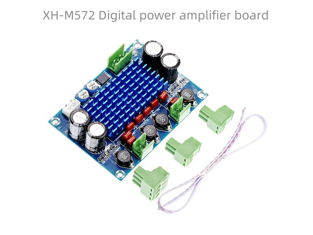 1Pcs Digital HIFI Power Amplifier Board 2*120W XH-M572 TPA3116D2 Chassis Dedicated Plug-in Input 5V 24V 28V output 120W
