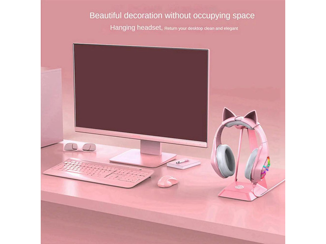 A57G-Headphone Stand Headset for All Headsets Gamers Gaming PC Accessories Desk Headphone Stand Holder Rack, Pink