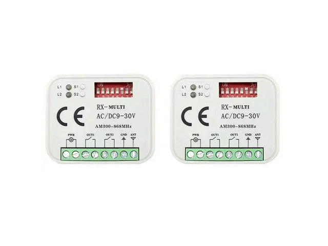 2X Garage Door Voice Remote Control Receiver 2 CH Controller Switch For Transmitter RX Multi Frequency 300-900Mhz