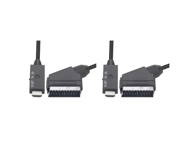 2X HD 1080P Scart To -Compatible Adapter Scart Male To HD Female Audio Video Converter Adapter For HDTV/DVD/PC 1M