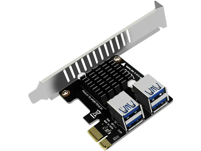 Graphics Card Expansion PCI-E Riser Card 1 To 4 PCI-Express X1 Slots 4 Ports PCIE 1X Adapter Multiplier Card ASM1184E