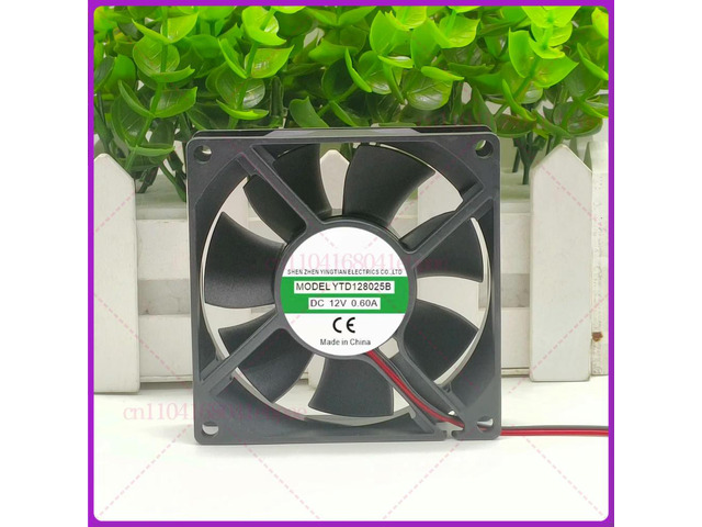 YTD128025B 8CM Square Cooling Fan DC12V 0.60A 3-Lines Cooler 8CM Square Fan YTD128025B DC12V 0.60A 3Pins Cooling Fan