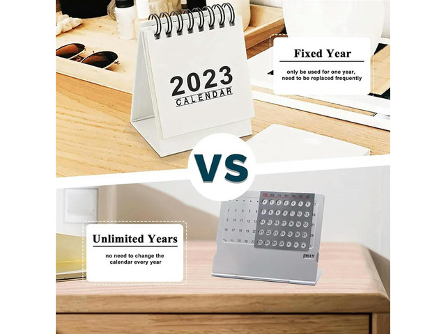 2Pack Mini Desk Calendar, Creative-Aluminum Alloy Perpetual Calendar, Adjustable Small Standing Monthly Desktop Calendar